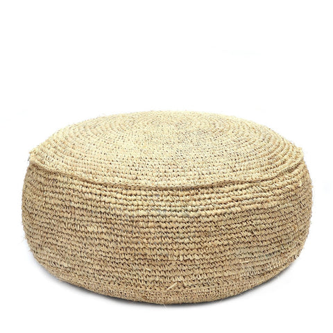 Poef 'Raffia Flores' van naturel raffia, Casa Mimi