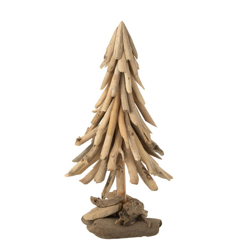 J-Line Kerstboom ‘Drijfhout’ Medium – vooraanzicht van bruine drijfhouten decoratiekerstboom