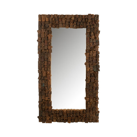 J-Line Spiegel Syma Large met robuust kader van gerecycleerd hout
