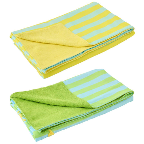 Opgevouwen strandlakens Sunshine Smile met zichtbaar detail van de stof