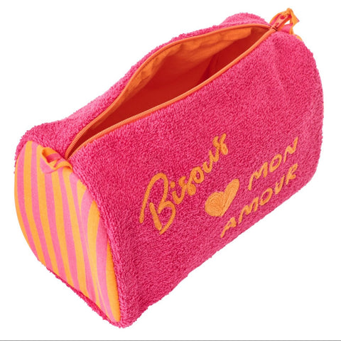 Roze J-Line Bisous strandtas met gestreept design volledig zicht