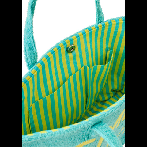 Detail van de gestreepte binnenzijde van de J-Line Smile Today strandtas