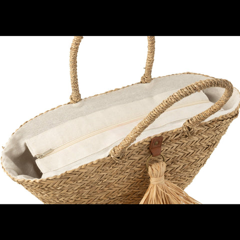 Detail van de bovenkant en franjes van de J-Line Tassels strandtas