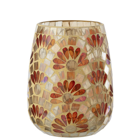 J-Line theelichthouder mozaiek geel wit large zonder kaars