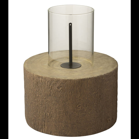 J-Line Trunk Magnesium Brown large vuurschaal volledig zicht zonder vlam