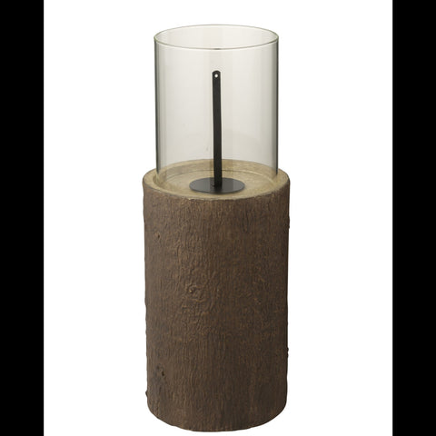J-Line Trunk Magnesium Dark Brown vuurschaal volledig zicht zonder vlam