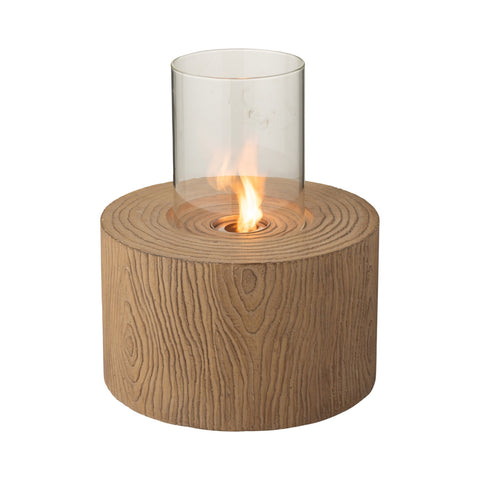 J-Line Trunk Magnesium Greige large vuurschaal met brandende vlam voor tuin en terras